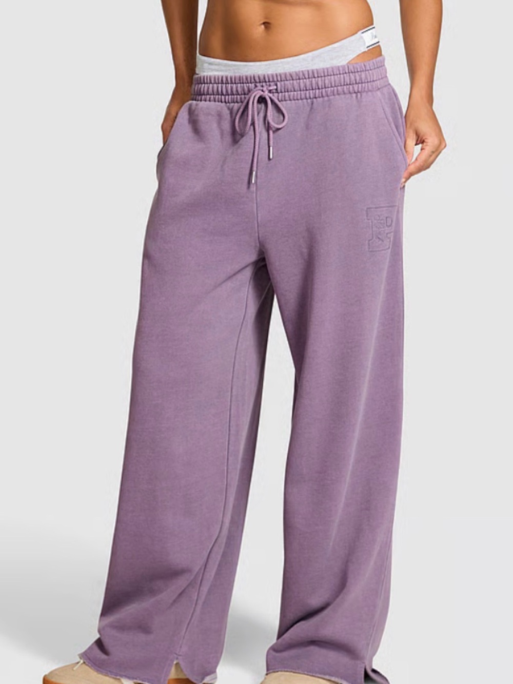 NWT VS PINK Campus Fleece Wide Leg Split Hem Sweats (Small Short) & Tee NWOT (S)
